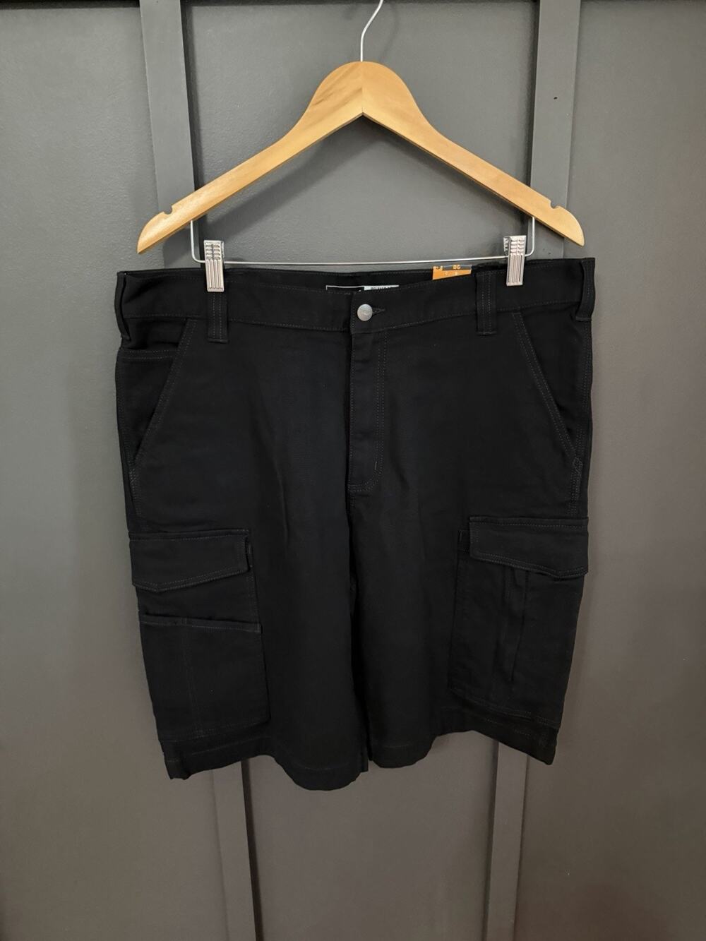 Carhartt Men's Rugged Flex Relaxed Fit Canvas Cargo Work Shorts Black Size 38